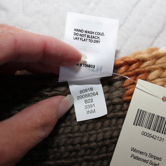 Duluth Trading Company Heavy Knitted Scarf Green Brown Orange 68X13 Thick NWT - Picture 4 of 5